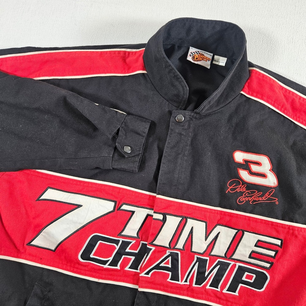 Winners Circle Dale Earnhardt Racing Jacket Mens XL Black Red 7 Time Champ
